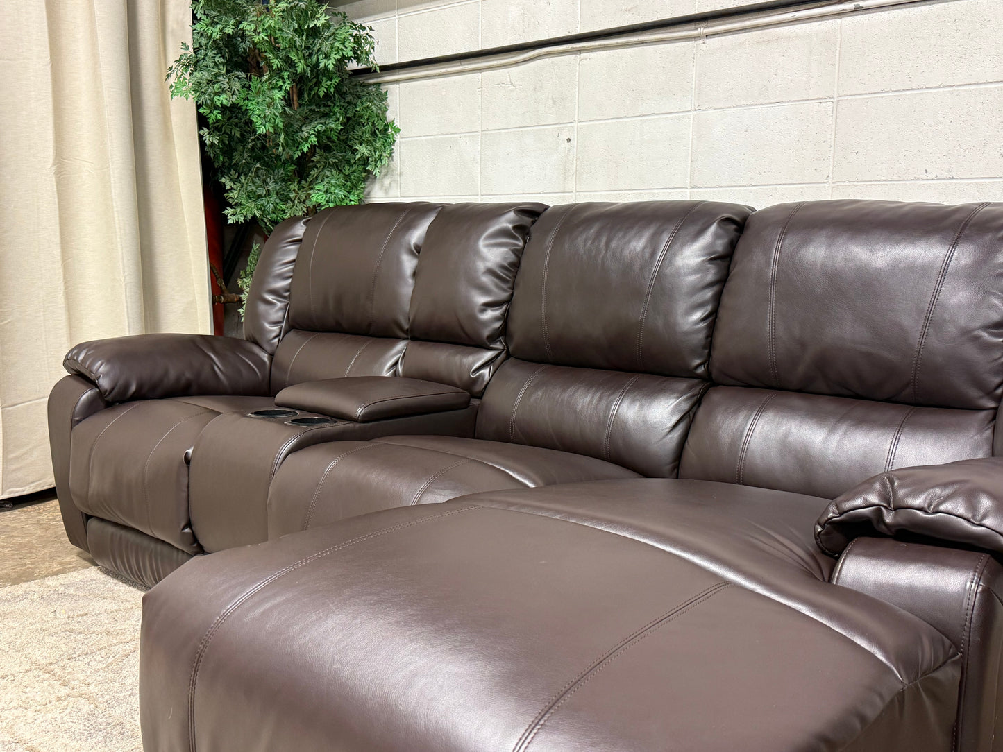 Brown Leather Sectional Recliner