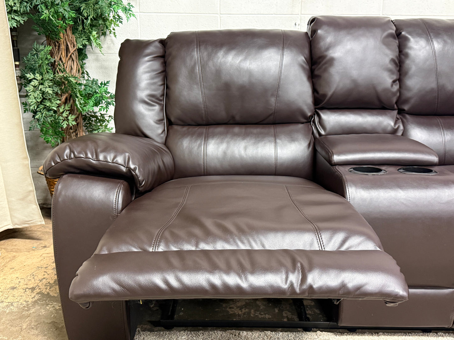 Brown Leather Sectional Recliner