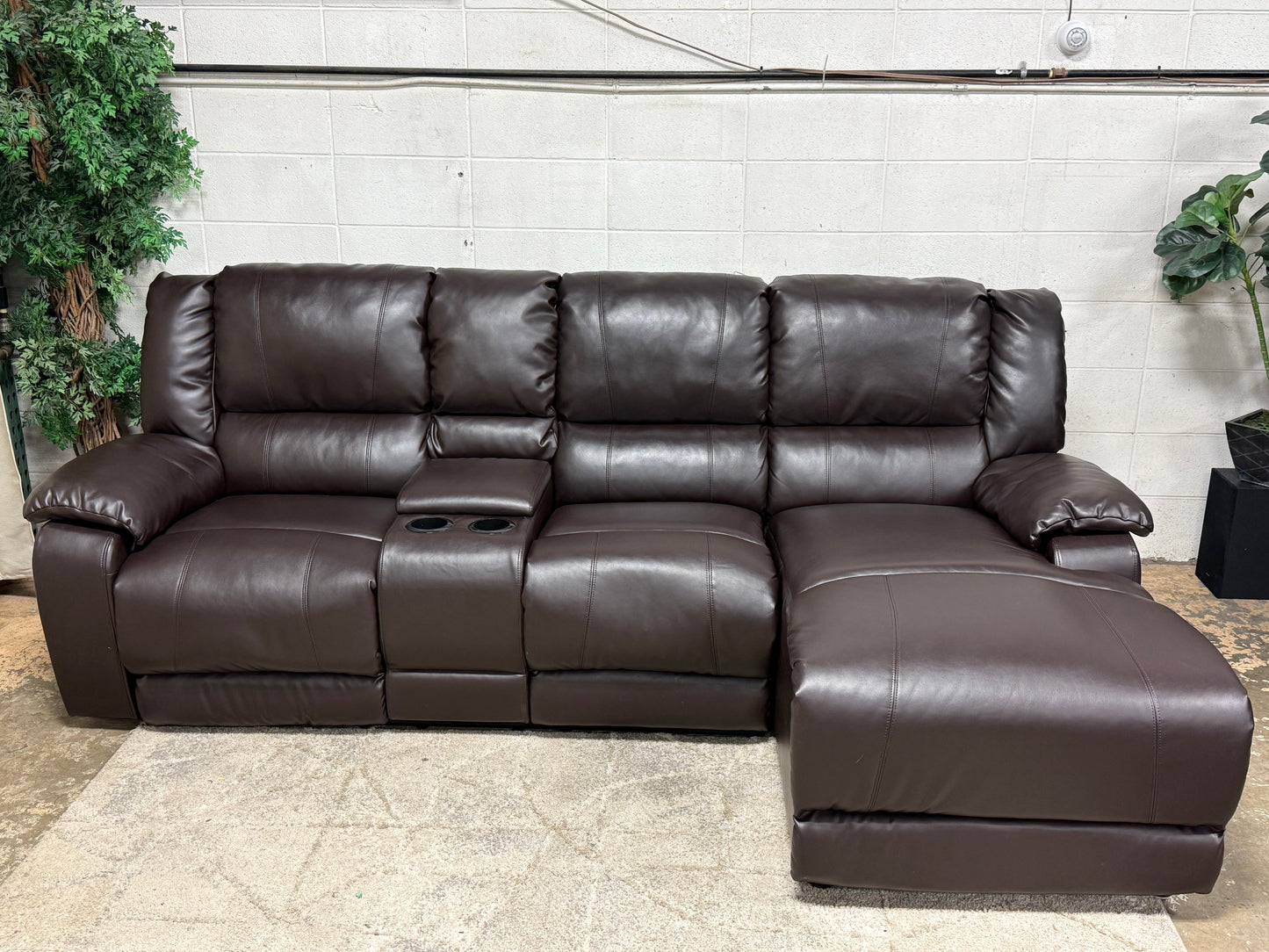 Brown Leather Sectional Recliner