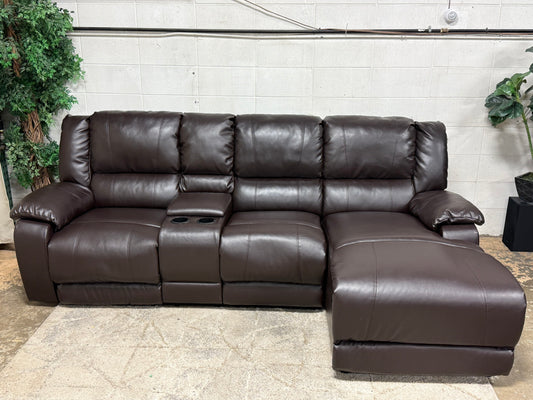 Brown Leather Sectional Recliner