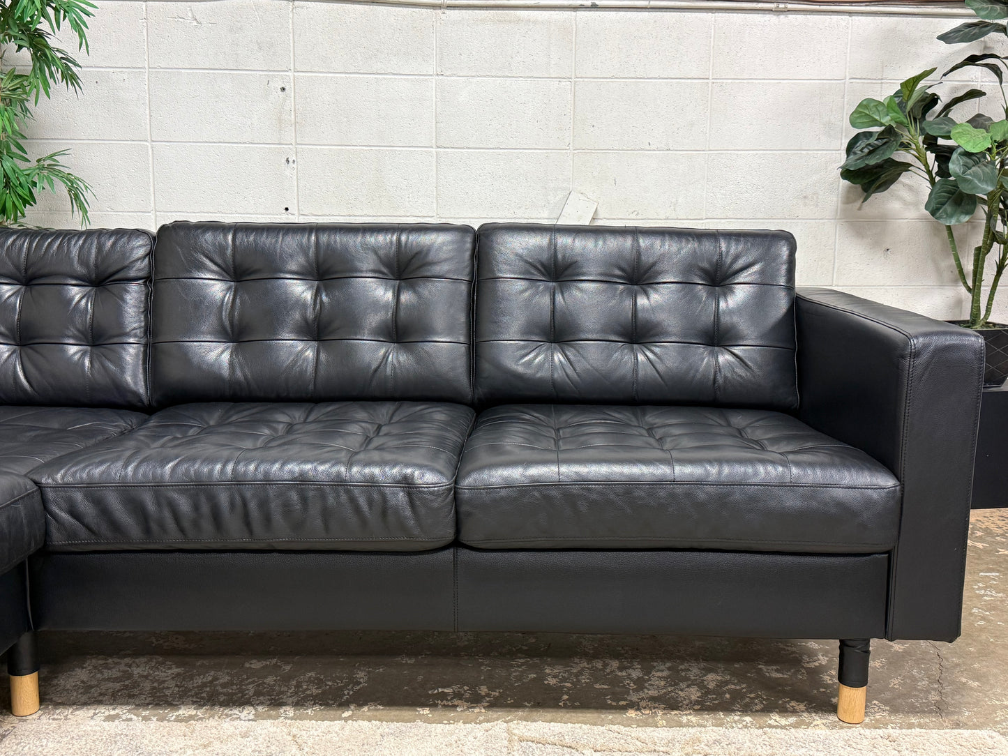 Black Leather Sectional
