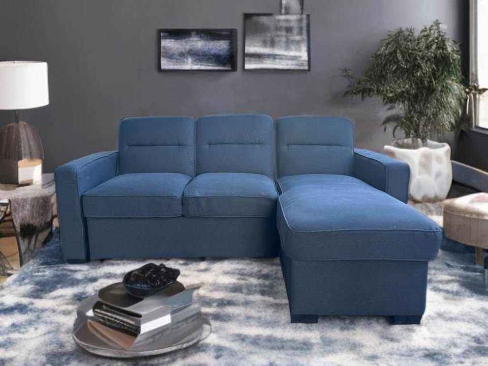 Blue Sectional Sofabed & Storage