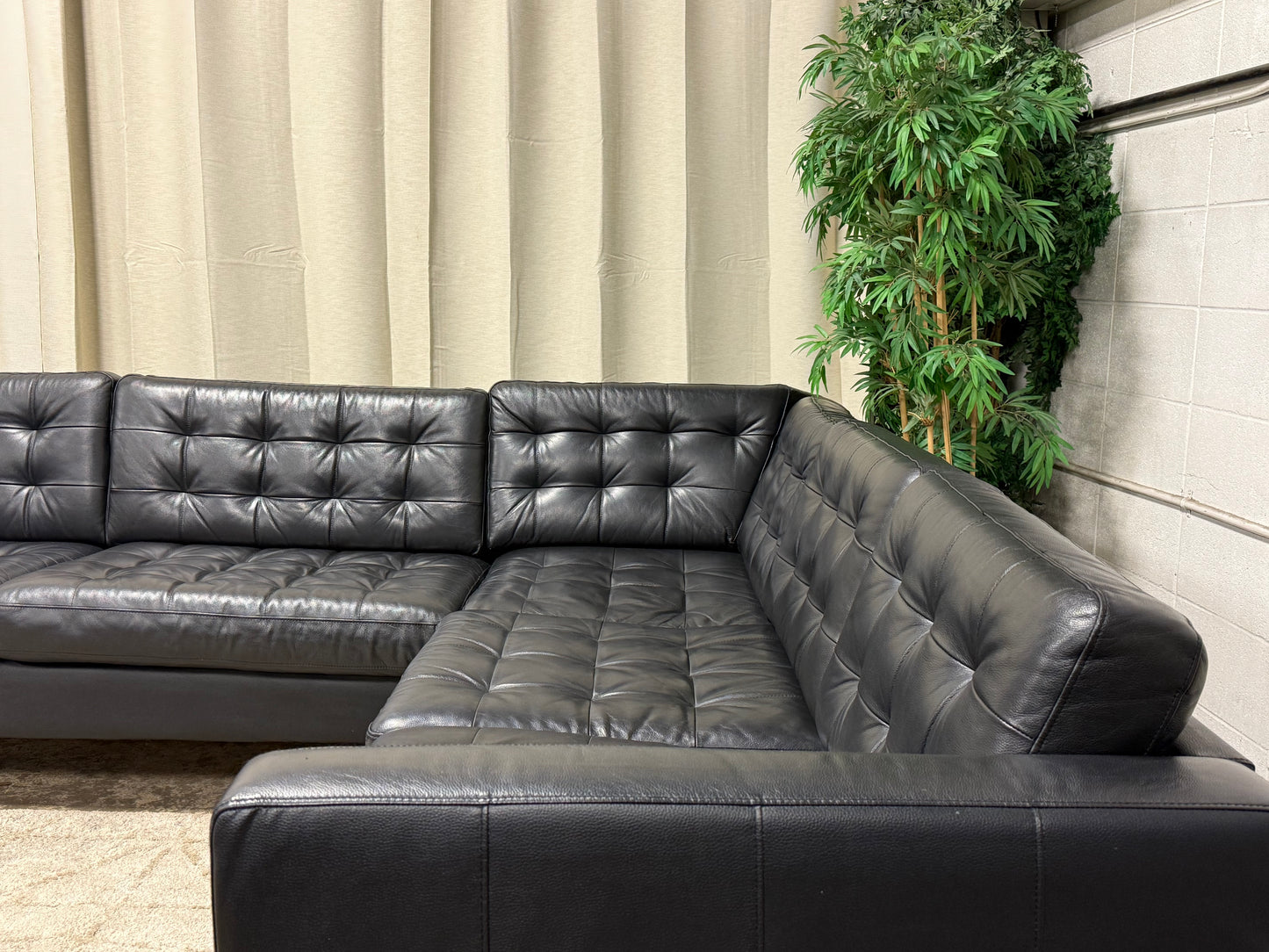 Black Leather Sectional
