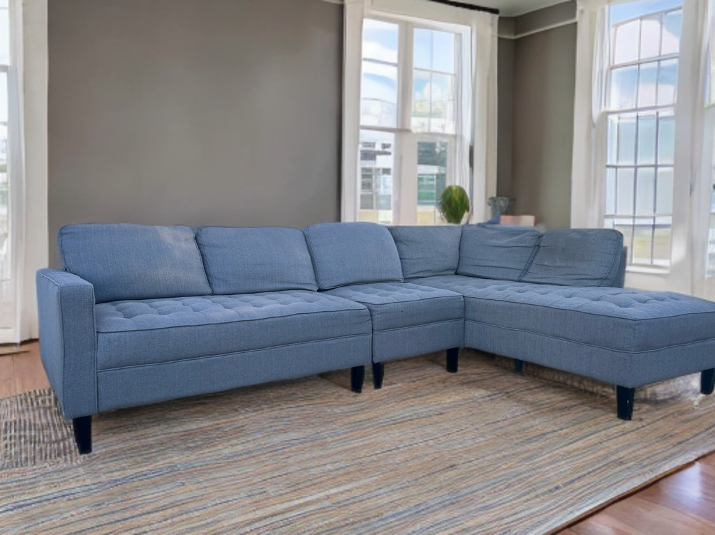 🛋️ Blue Modern Sectional Sofa – Clean & Comfy