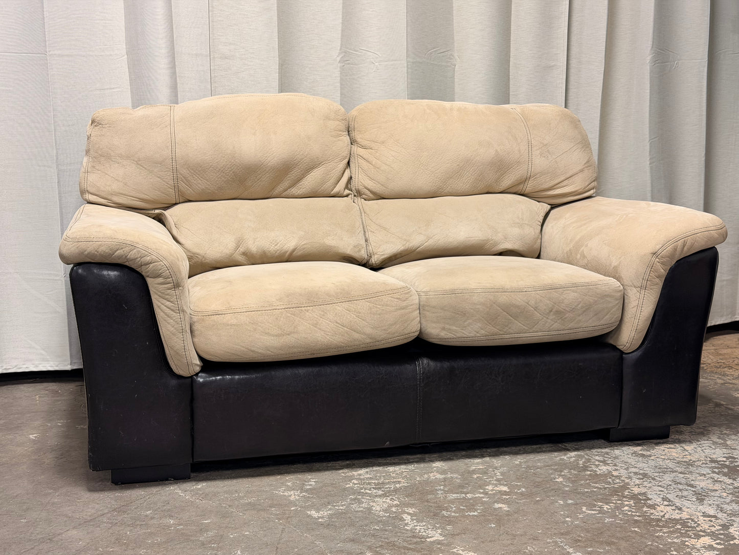 3-Piece Beige & Espresso Living Room Set – Sofa, Loveseat & Chair