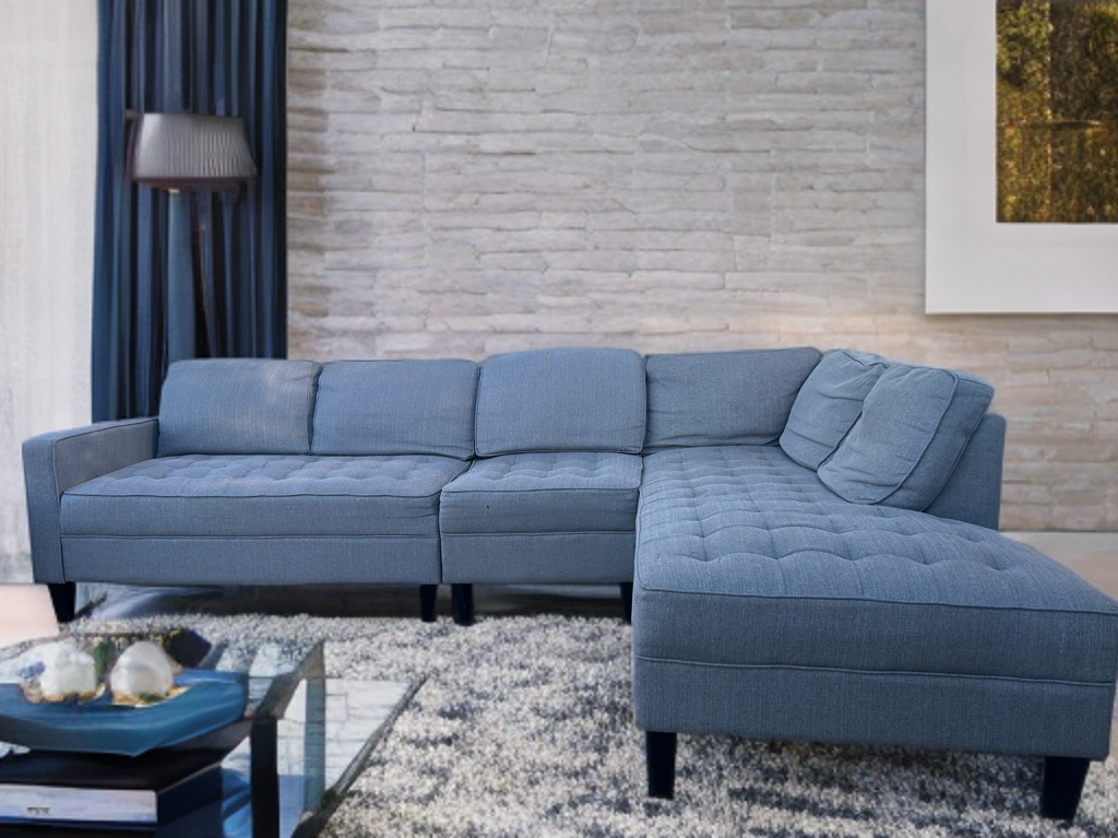 🛋️ Blue Modern Sectional Sofa – Clean & Comfy