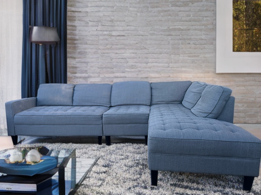 🛋️ Blue Modern Sectional Sofa – Clean & Comfy