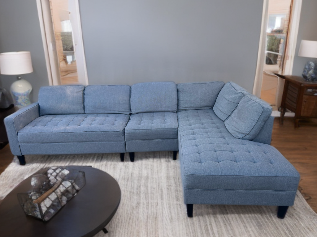 🛋️ Blue Modern Sectional Sofa – Clean & Comfy