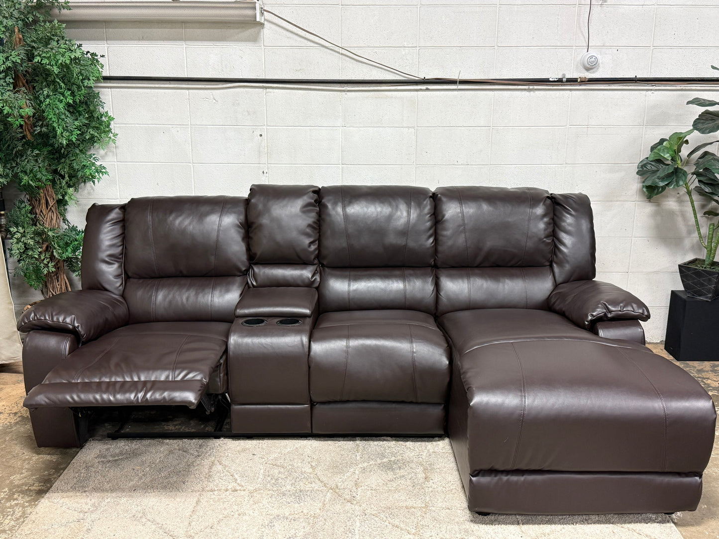 Brown Leather Sectional Recliner