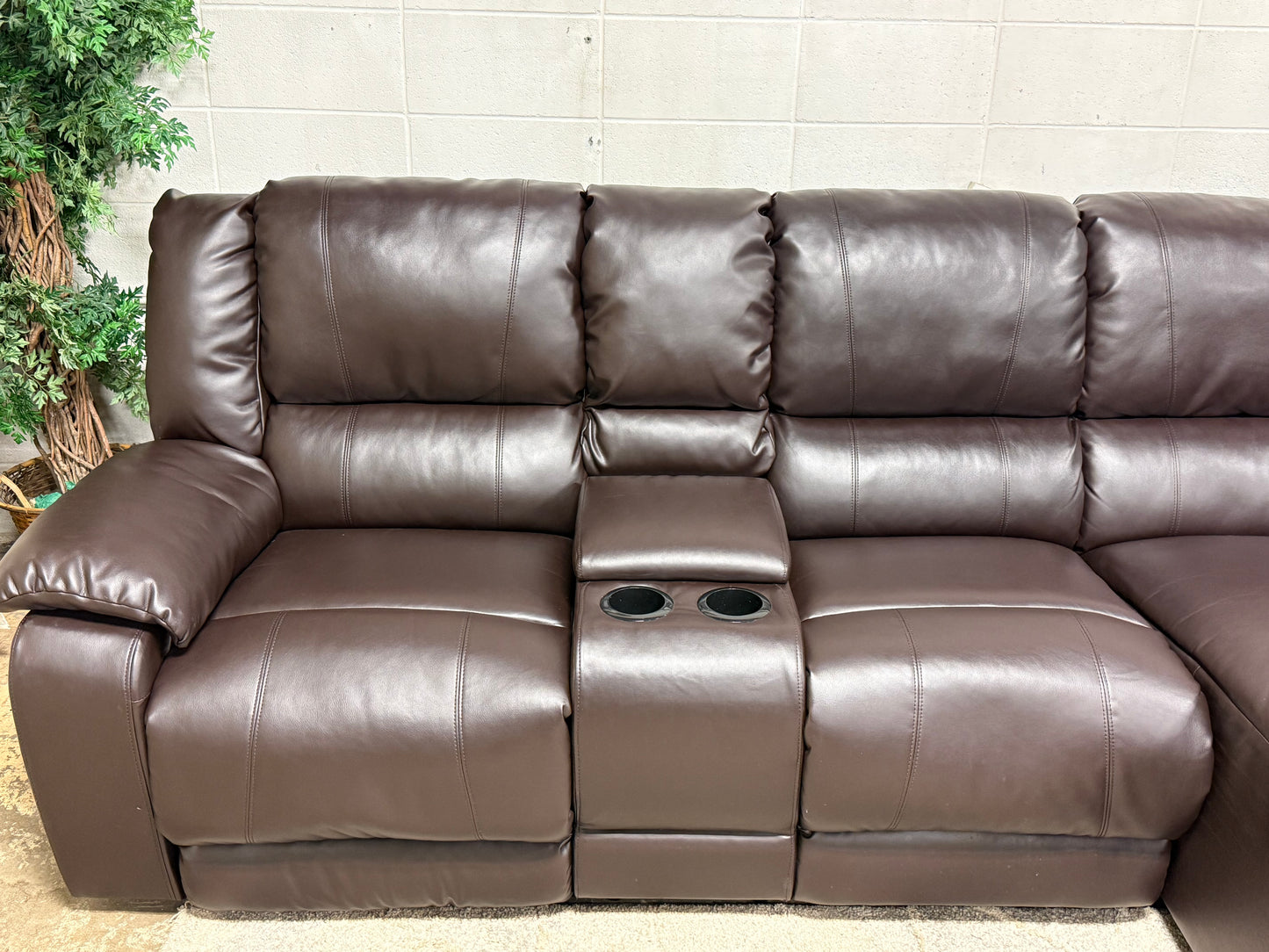 Brown Leather Sectional Recliner