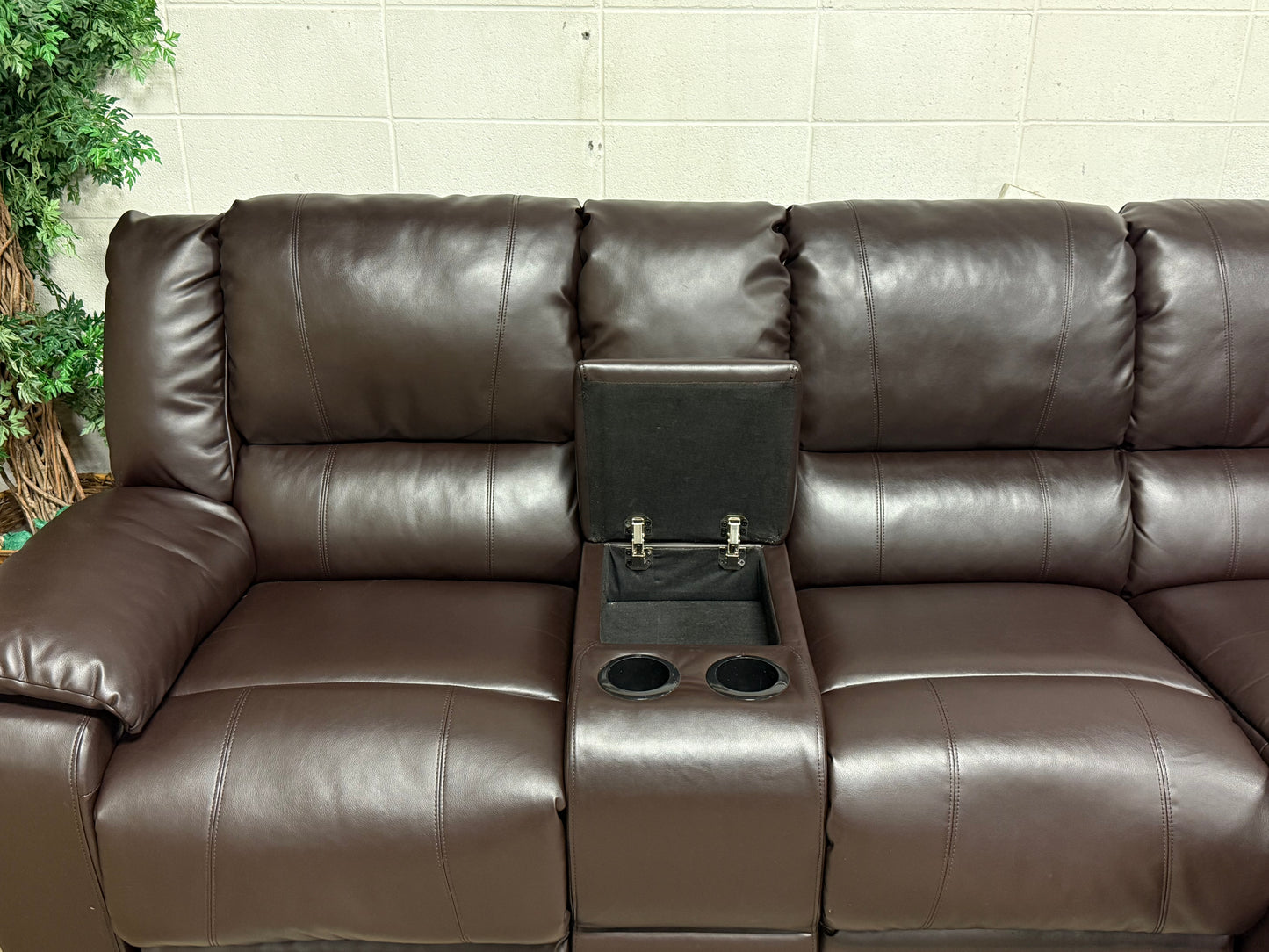 Brown Leather Sectional Recliner