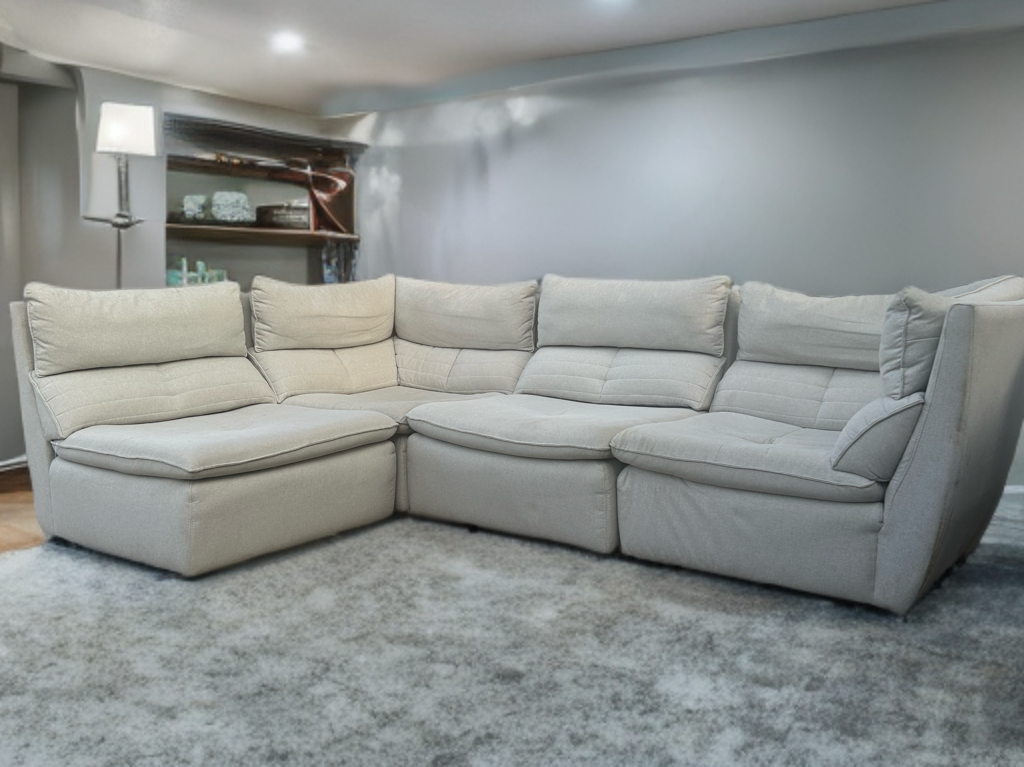 🛋️ Grey 4-Piece Modular Sectional Sofa – Versatile & Spacious