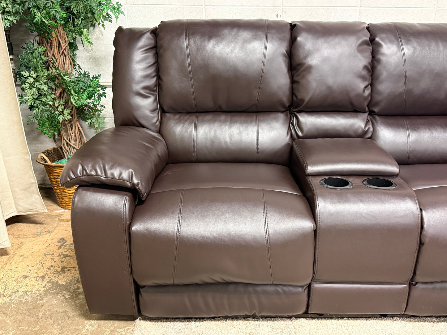 Brown Leather Sectional Recliner