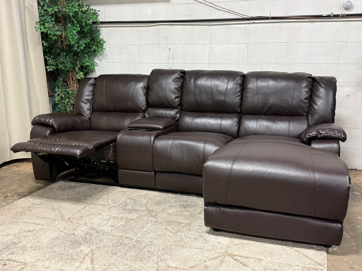 Brown Leather Sectional Recliner