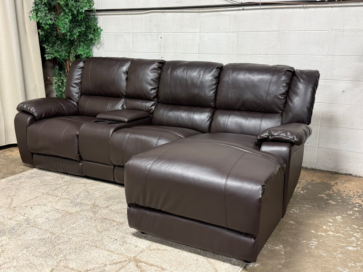 Brown Leather Sectional Recliner